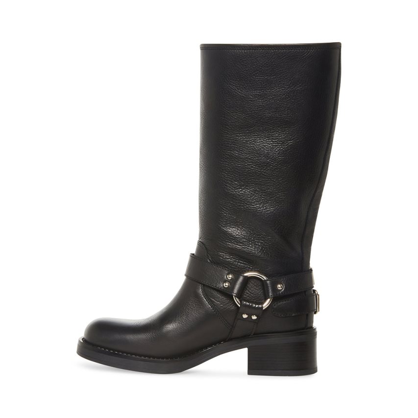 Black Steve Madden Axelle Leather Women's High Boots | PH 4209SXL